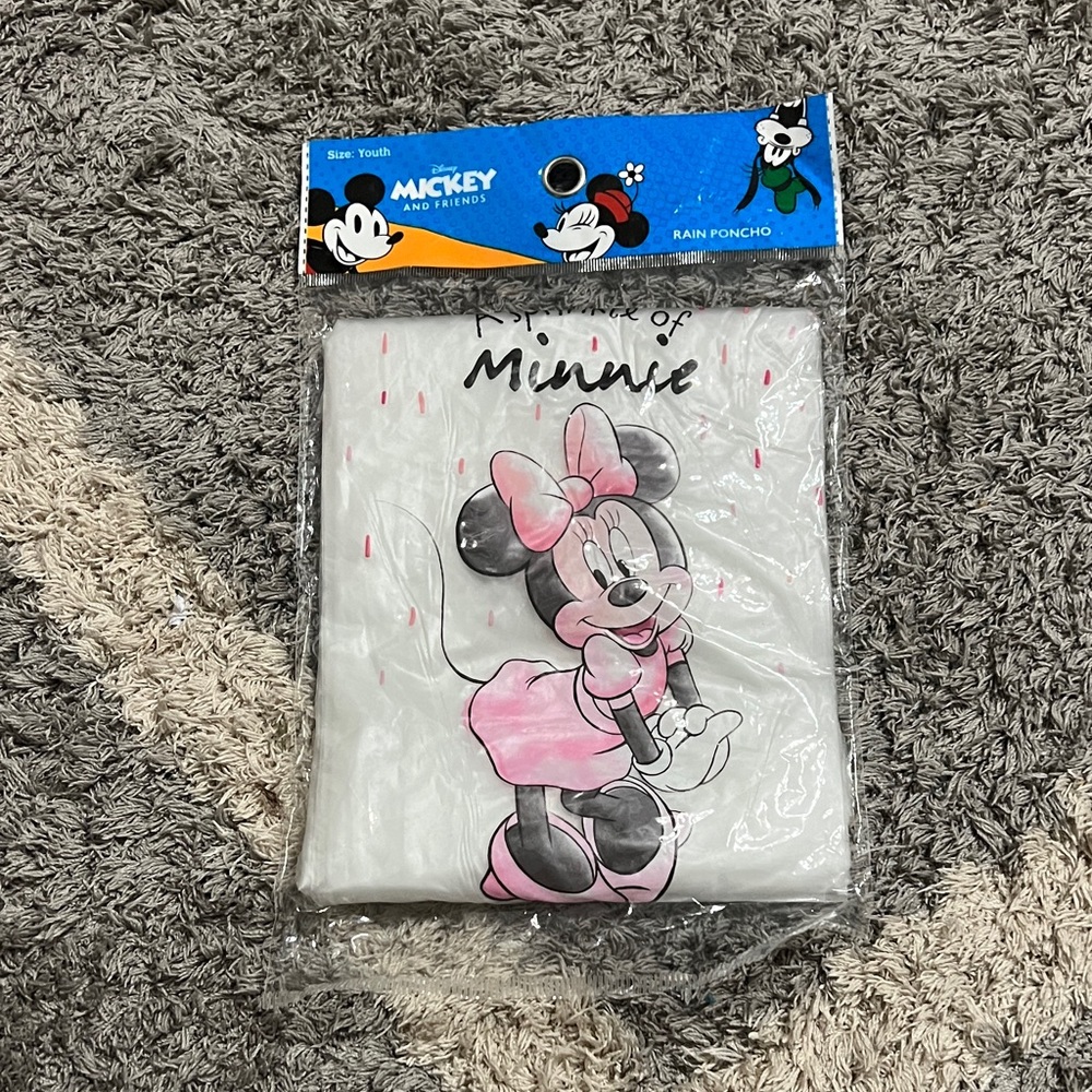 Minnie Mouse Kids Rain Poncho - Pink and White